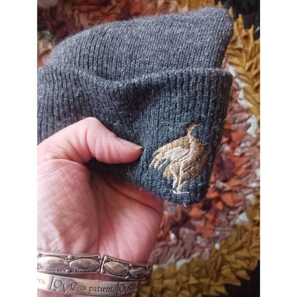 Charcoal carhartt beanie custom crane bird embroidery Unisex knit - Picture 3 of 3